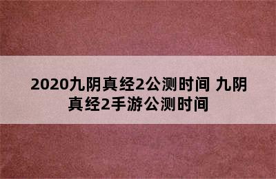 2020九阴真经2公测时间 九阴真经2手游公测时间